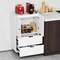 White Buffet Cabinet Storage with 2 Drawers Doors Raised Metal Legs